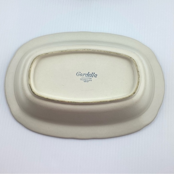 Vintage Cordella Stoneware Vegetable Dish and Gravy Boat Burnet Pattern - Picture 10 of 13